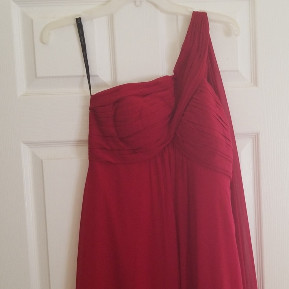 BILL LEVKOFF Creanberry Long Gown One Shoulder
